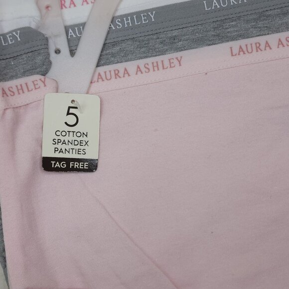 Laura Ashley 5-Pack Cotton Spandex Tag-Free M Brief Panties Pink Gray Blue White - Picture 4 of 12